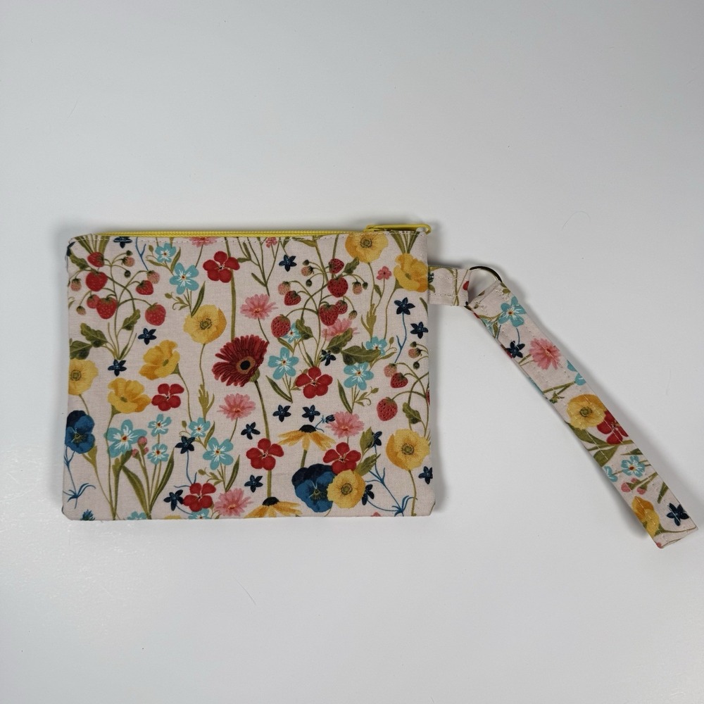 Handmade Wristlet Zipper Pouch Purse Clutch Lightweight Strap‎ New Floral Spring